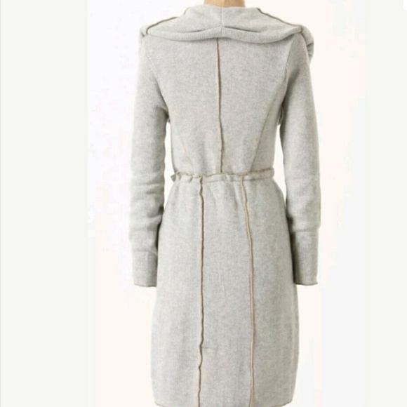 Anthropologie Tiny Grey Wool Blend Ruffle Shawl Collar Sweater Coat SZ M - Picture 3 of 12